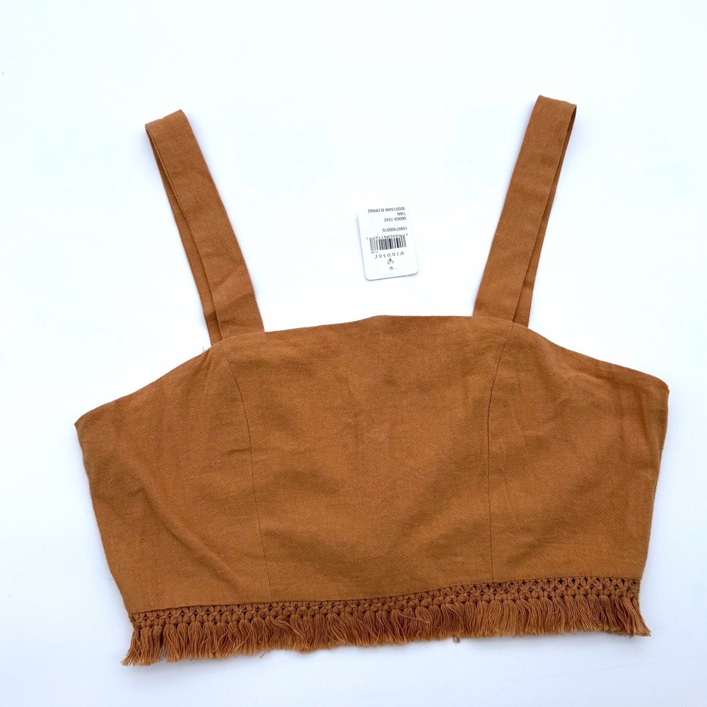 Windsor Rust Fringe Hem Crop Top NWT